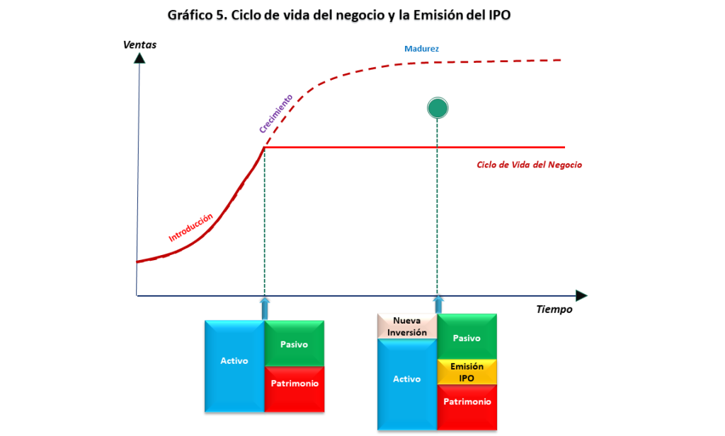 Grafico 5. Ciclo de  vida del negocio y Emisión de IPO