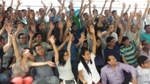Luego de tres días de intenso trabajo, la alegría de los participantes en Lean Startup Machine es desbordante.